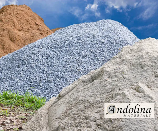 Bulk gravel and sand for landscaping supply projects.